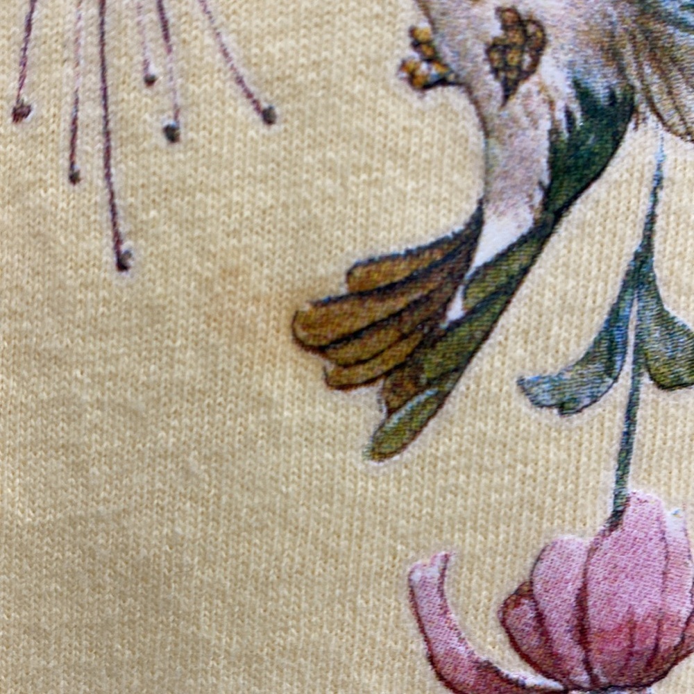 VTG Anvil Air Waves Yellow Bird Flower Graphic Print Cotton Coastal T-Shirt L - Picture 10 of 10